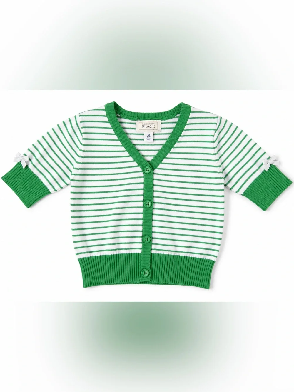PLACE Green Striped Kids Cardigan. Size 24 Months. Great Condition Preppy